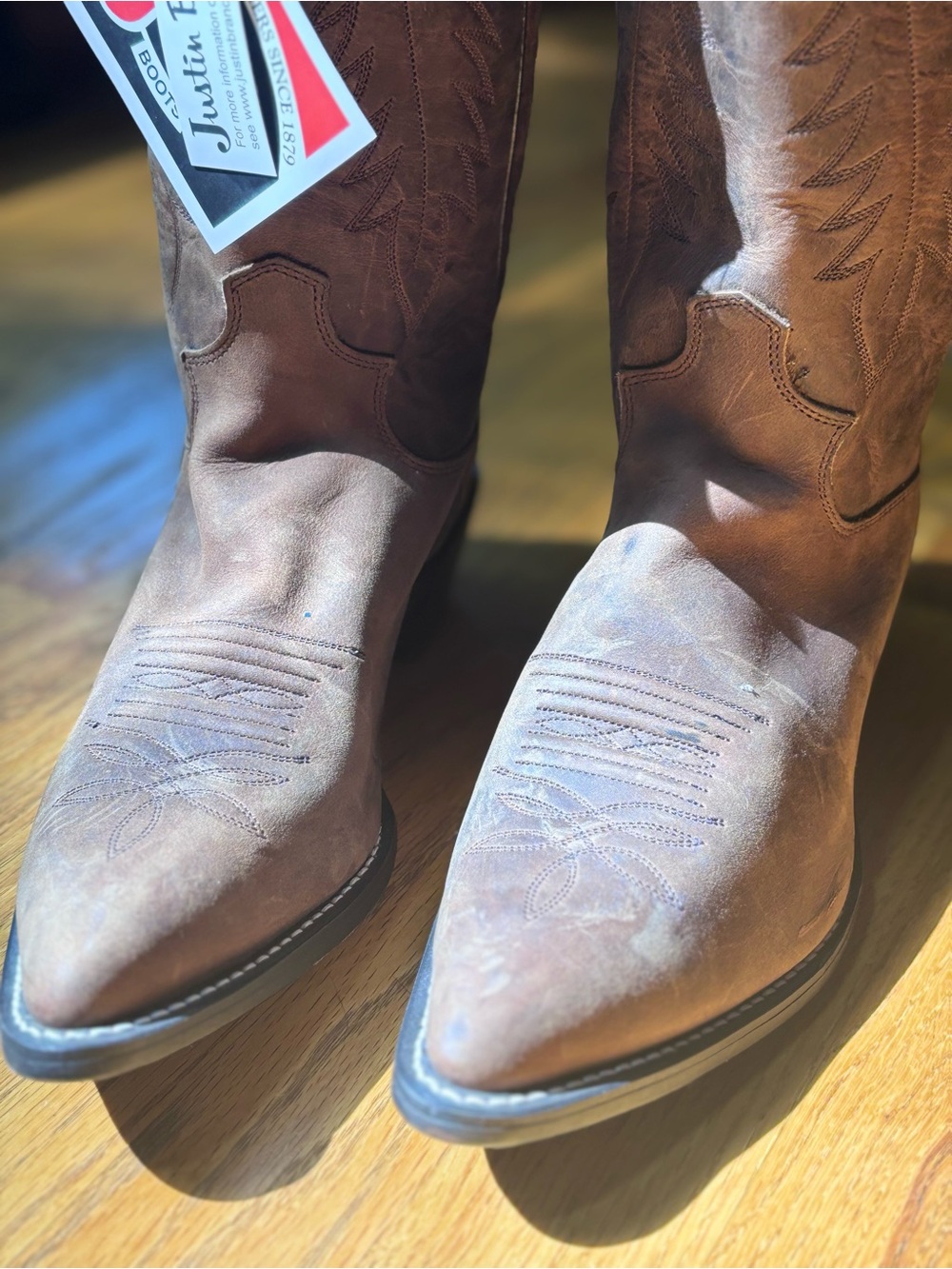Justin J-Flex Women’s 9B Brown Leather Western Cowboy Boots NWT Made in Mexico